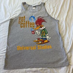 Vintage 90s Universal Studios Woody Woodpecker Gray Tank Top
